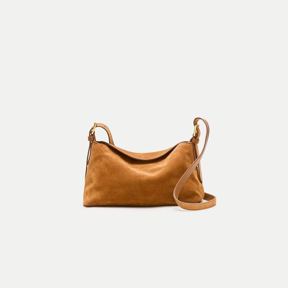 NWT J Crew Berkeley Shoulder Bag in Brown Sunkissed Tan Suede
